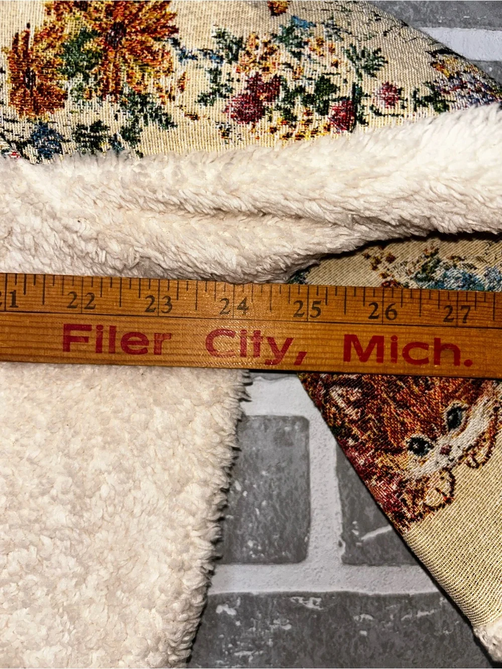 Cider XL Cat Tapestry Sherpa Half Zip Pullover Cottagecore Grandmacore Fleece